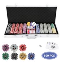 Pokerkoffer Abschließbar Alu-Gehäuse Silber 500 Chips Pokerset Pokerchips 