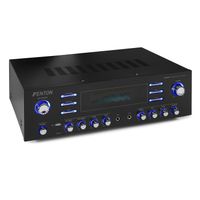Fenton AV340BT Surround-HiFi-Verstärker  ,  PA-Verstärker Heimkino Karaoke  ,  Leistung: 2 x 180 Watt RMS (8 Ohm)  ,  Impedanz: 4 / 8 / 16 Ohm  ,  Bluetooth  ,  USB  ,  Digital-Display  ,  Echo / Mid / Bass / Treble  ,  Fernbedienung  ,  schwarz
