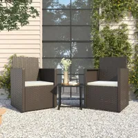 vidaXL 3-dielna záhradná sedacia súprava s vankúšmi Black Poly Rattan