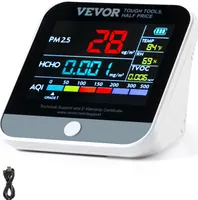 VEVOR mini monitor jakości powietrza 8-IN-1, profesjonalny licznik cząstek PM2.5 PM10 PM1.0, formaldehyd, temperatura, wilgotność, TVOC tester AQI do wnętrz / na zewnątrz, monitor jakości powietrza z wyłącznikiem alarmowym, monitor jakości powietrza do wnętrz / na zewnątrz