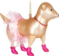 BRUBAKER Jack Russel Terrier als Prima-Ballerina - Handbemalte Weihnachtskugel Hund aus Glas - Christbaumschmuck Figuren Lustige Baumkugel - 11,8 cm