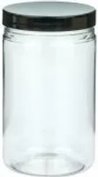 Durchsichtiges Plastikgefäß mit schwarzem Deckel, 400 ml, 1 Stk