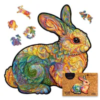UNIDRAGON Original Holzpuzzle - Kostbares Kaninchen, 106 Teile, Klein 8.6 x 9 Zoll (22 x 23 cm)