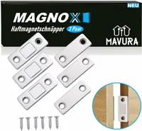 MAGNOX magnetická západka z nerezové oceli silný magnet na dveře, MAVURA, (magnetická západka), magnetická západka na nábytek magnet samolepící [3 páry]