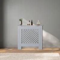 STADO | Heizungsverkleidung | MDF | Holz | Grau | 78x82x19cm | Waben | Heizkörperverkleidung | Heizungsabdeckung | Cover | Abdeckung | Heizung