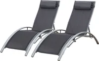 2er Set Liegestühlen GALAPAGOS aus grauem Textilene - graues Aluminium