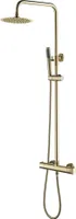 Thermostat-Duschgarnitur mit Kopfbrause Handbrause Gold gebürstet