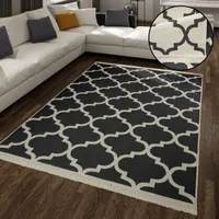 TT Home Wohnzimmer Teppich Esszimmer Waschbar Skandinavisches Design Fransen Wendeteppich Größe 120x160 cm