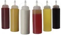 (6er-Set) Quetschflaschen aus Kunststoff mit Schraubverschluss – perfekte Dosierflaschen und Saucenspender für Ketchup, Mayonnaise, Barbecue-Sauce – BPA-freie klare Spritzflaschen zum Kochen (leer)