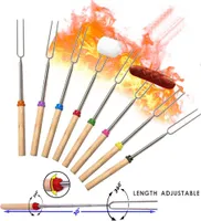 Grillspieße Grillgabel Spieße ausziehbar extra lange (81cm) Barbecue BBQ Gabel Lagerfeuer Teleskop BBQ Gabeln Grillgabeln ausziehbar Grillbesteck Lagerfeuer Besteck Grillspieß Grillzubehör