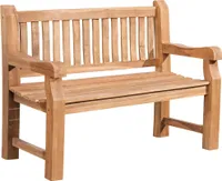 CLP Teakbank Jackson V2 Gartenbank mit Rückenlehne wetterfest stabil massiv,teak 120 cm
