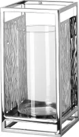 Fink Windlicht mit Glas Nicosa silberfarben Edelstahl , Glas Höhe 31 cm