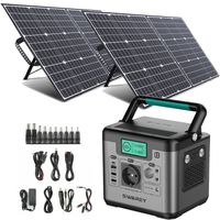 SWAREY S500 Pro 500W (1000W špičkový) přenosná elektrárna generátor 518Wh elektrárna solární generátor solární skladovací generátor energie LiFePO4 baterie s 2x 100W solárními panely solární systémy solární nabíječka solární článek solární box nabíječka baterií pro nouzové napájení / kempování / pohotovostní / cestovní / CPAP / obytné automobily / domácnost