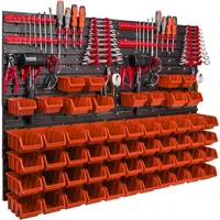 Nástěnná police 1152 x 780 mm na nářadí 56 ks stohovacích boxů z plastu