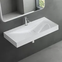 Mai & Mai Waschbecken Hänge-Waschtisch Aufsatz-Waschschale Mineralguss Weiß rechteckig 1 Armaturenloch Breite: 100cm Col810