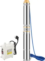 Aopunly 4.5 Zoll 750W Tiefbrunnenpumpe Brunnenpumpe 4000L/h Wasserpumpe Edelstahl Gartenpumpe Tauchpumpe Pumpe bis zu 67 m Förderhöhe 20m Kabel