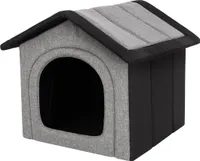 PillowPrim Hundehütte Hundehöhle Hundebett Hundehaus Katzenhöhle Tierbett XL - 60x55 cm hellgrau mit schwarz