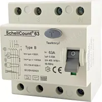 FI Fehlerstromschutzschalter, Typ B 63A 30mA, 0,03A, 4-polig Allstromsensitiv, FI-Schutzschalter Wallbox, RCD