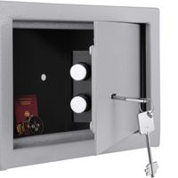 KESSER® Möbeltresor mit Doppelbartschloss, Safe Tresor Geldschrank Boden-Wandtresor Wandsafe 30x20x20cm ink. 2 x Schlüssel & Befestigungsschraube, Farbe:Silber