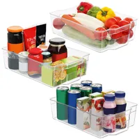 Kurtzy 3 STK Große Aufbewahrungsboxen für Kühlschrank, Küche, Schränke –Plastik Organizer 32,5cm Lang, Ordnungssystem Transparent für Bad,
