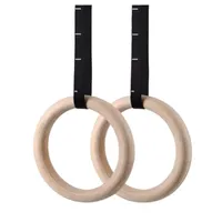 Drevené gymnastické kruhy - 32 mm - Pre CrossFit, posilňovňu a kalisteniku - Drevené gymnastické kruhy - Silový tréning - Vrátane upevňovacích popruhov a protišmykovej pásky
