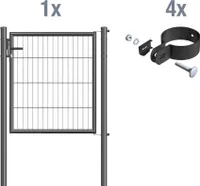 Alberts Einstab-Gittermatten-Einzeltorset zinkphosphatiert anthrazit Breite:1000 mm Höhe: 1250 mm