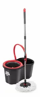 Dirt Devil Mop System mit Wringer - Eimer 16 L - Rundmopp - Mikrofasermopp - Grau/Rot
