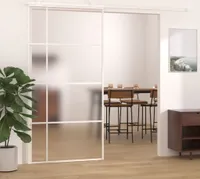 Drzwi przesuwne ESG szkło i aluminium matowe 102,5x205 cm Biały