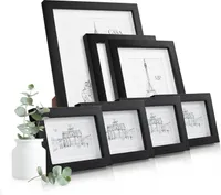 Casa Chic Bilderrahmen 7er-Set, Rechteckige Bilderrahmen für Kinderzeichnungen, Urkunden & Fotos, Holz-Bilderrahmen mit Glas, Fotorahmen im Hoch- oder Querformat, Rahmen mit Passepartout