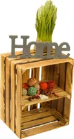 1 x Obstkistenregal geflammt Quer Weinregal Schuhhocker Regalkiste Weinkiste Holzkiste mit Mittelbrett