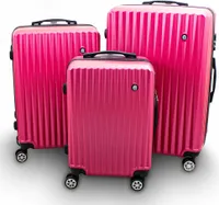 Barut Kofferset 3-teilig Reisekoffer Trolley Hartschalenkoffer ABS Teleskopgriff Modell General (Pink) MS-17075