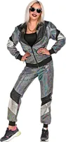 80er Jahre bunter reflektierender Trainingsanzug - Jogginganzug Gr. S bis 2XL - Disco Retro L - 180 -187 cm