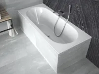 BADLAND Badewanne Rechteck Vitae SLIM 180x80 Rand 15mm mit Ablaufgarnitur, Füßen und Styroporverkleidung mit Ablage 4cm GRATIS