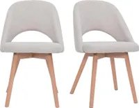 Miliboo - Skandinavische Stühle aus beigem Stoff mit Samteffekt und massivem Buchenholz (2er-Set) COSETTE