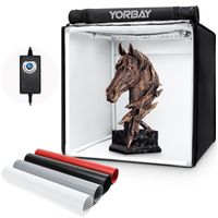 Yorbay Fotobox Fotostudio Set 40 x 40 x 40cm CRI 95+ LED Lichtbox Lichtwürfel Fotografie Lichtzelt inkl. 4 PVC-Hintergrundfolien (schwarz, weiß, grau, rot) Mehrweg