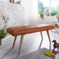 Z kozej kože salim / lavica z masívneho dreva 117x51x38 cm v retro štýle | Wohnling