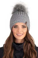 Vivisence Bommelmütze Damen Universalgröße - Kopfbedeckung warm für Winter Herbst Elegant Mütze mit Bommel kunstpelz frauen Klassisch mütze - Hellgrau