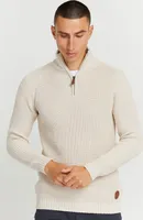 SOLID SDXenox Herren Strickpullover Troyer Grobstrick Pullover mit Stehkragen 100% Baumwolle Regular fit