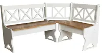 Weiße Eckbank II aus Kiefernholz mit Sitzplatz in der Farbe Alder 120 x 180 cm