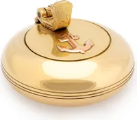5cm Klappaschenbecher rund glatt Messing massiv gold Anker Aschenbercher maritim