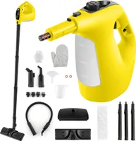 COSTWAY Dampfreiniger, 2 bar Dampfdruck, 1 min.Aufheizzeit, 1400W Leistung, 400ml Tank Dampfreiniger Handgerät mit 14 Zubehörteilen Gelb
