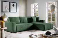 L-förmig Ecksofa PARYS Couch mit Schlaffunktion + Stauraum Sofa 290cm Wohnzimmer (Stoff: poso 14 - grün)