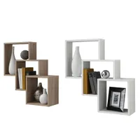 vidaXL FMD Wandregal mit 3 Fächern : Farbe - Beige