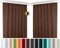 Beautex 2er Set Verdunkelungsgardine mit Kräuselband U-Band, Blackout Vorhang blickdicht abdunkelnd (Dunkelbraun 140x225 cm)