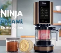 Ninja CREAMi NC300EUCP kupfer Eismaschine 473ml frozen Dessert 3 Behälter mit Deckel, 7 Prog. Eiscreme Gelato Sorbet Smoothie Bowl Milchshakes uvm.