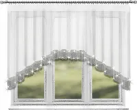 Fasttrade Fenstergardine Weiß Gardine 400x120 cm Zirkonia Silber Band Fertiggardine