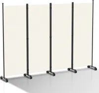 Paravent mit Rollen 4 teilig Beige 228x181 cm Faltbarer Raumteiler Outdoor Trennwand Garten Sichtschutz Raumtrenner