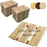 Floranica Holzfliese Terrassenfliese Lärchenholz 30 x 30 cm 28 Stk. / 2,5 m² Unbehandelt Balkonfliesen Geriffelt  mit Drainage