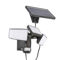 LED Solar Strahler mit Bewegungsmelder Schwarz Akku 3 Fluter-Köpfe Schwenkbar 1000 Lumen Schwarz