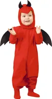 Kleiner roter Teufel Jumpsuit mit Kapuze und Flügeln, Größe: 12 - 18 Monate Farbe: Rot